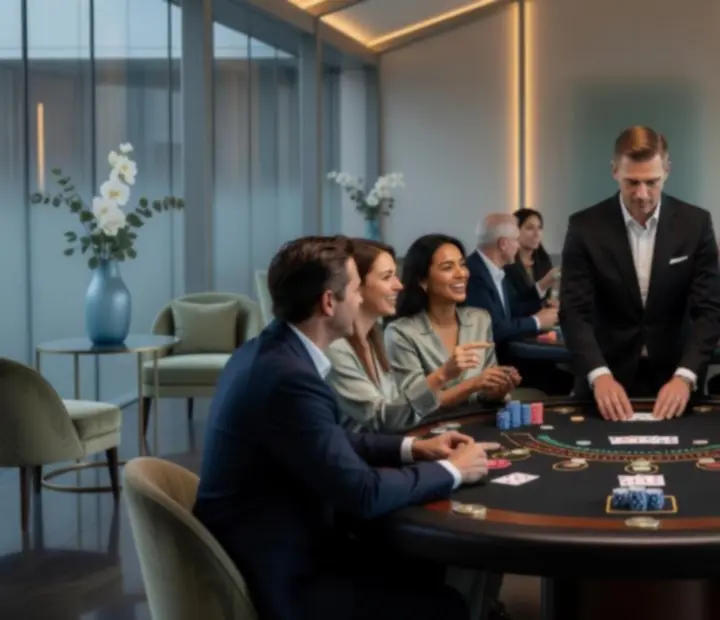 Stół blackjack podczas eleganckiego wieczoru rozrywkowego